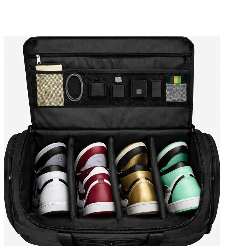 Sneakkool Sneaker Travel Bag for 4 Pairs Shoes with Adjustable Dividers | Shoe Organizer Duffel with Gadget Compartment | Ideal for Sneakers, Sports & Travel - Image 1